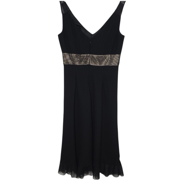 Evan Picone Chiffon Mesh Black Midi Dress Size 8 Cocktail Whimsigoth Beaded - Picture 3 of 12